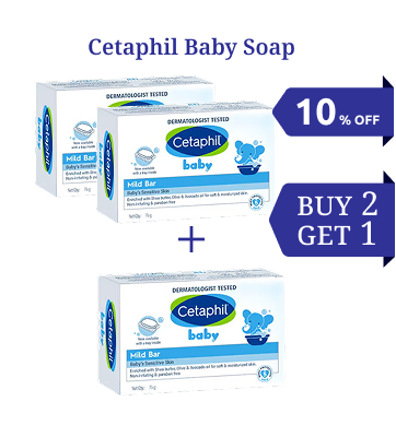 Cetaphil baby soap buy 2 get 1 and extra 20% discount